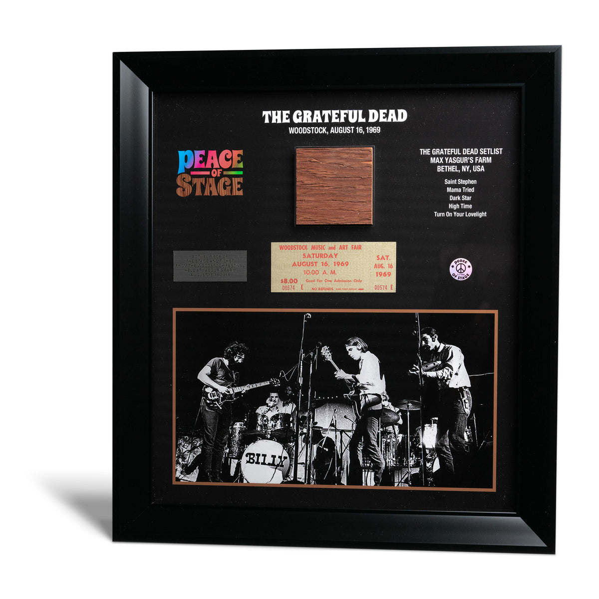 Limited Edition Jimi Hendrix Frame with Piece of 1969 Woodstock