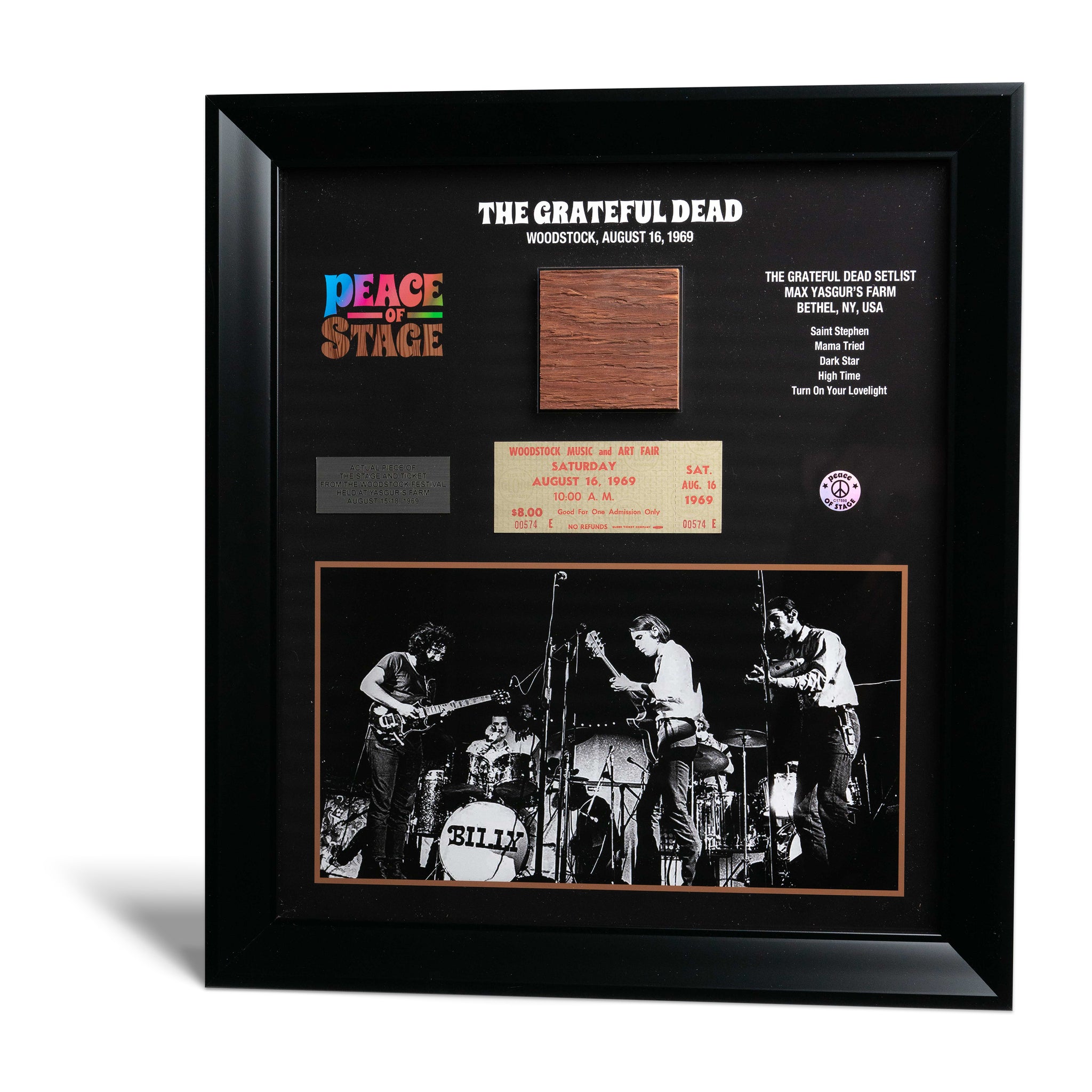 Limited Edition Jimi Hendrix Frame with Piece of 1969 Woodstock