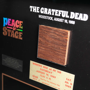 The Grateful Dead Frame with Piece of 1969 Woodstock Stage and Original Ticket