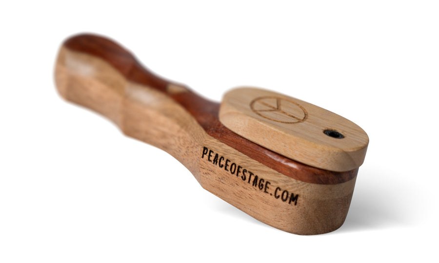 Wooden Peace Pipe with Piece of 1969 Woodstock Stage
